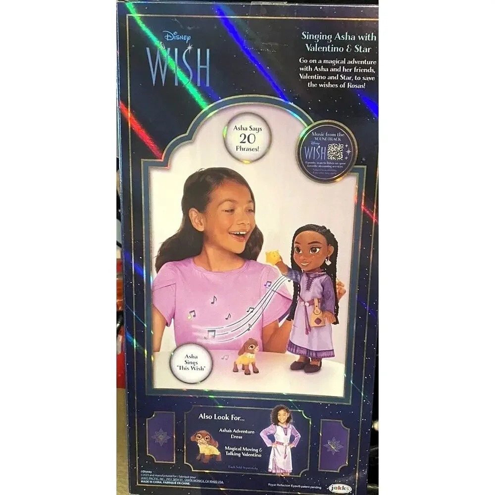 Disney Princess Asha Doll 14-inch Sings & Talks Wish Movie + Star & Valentino